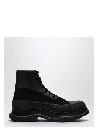 ALEXANDER MCQUEEN MEN'S CANVAS TREAD SLICK BOOTS