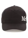 Alexander Mcqueen Oversize Embroidered Mcq Baseball Cap In Black