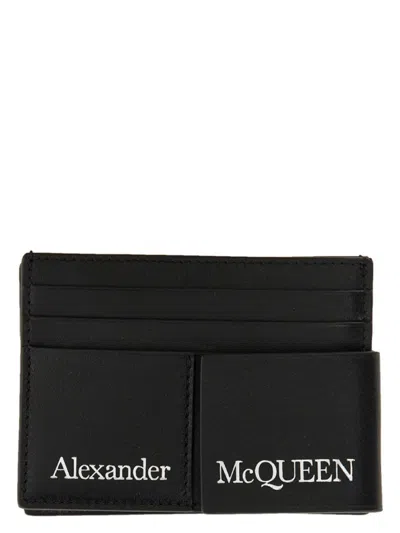Alexander Mcqueen Men's Card Holder With Logo In Black