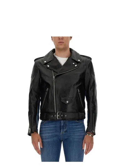 ALEXANDER MCQUEEN MEN'S COMBO BIKER JACKET