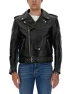 Alexander Mcqueen Men Combo Biker Jacket In Multi