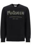 Alexander Mcqueen Logo Printed Crewneck Sweatshirt In Black