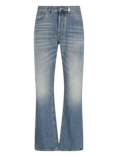 Alexander Mcqueen Men's Cotton Denim Jeans With Leather Detail In Blue