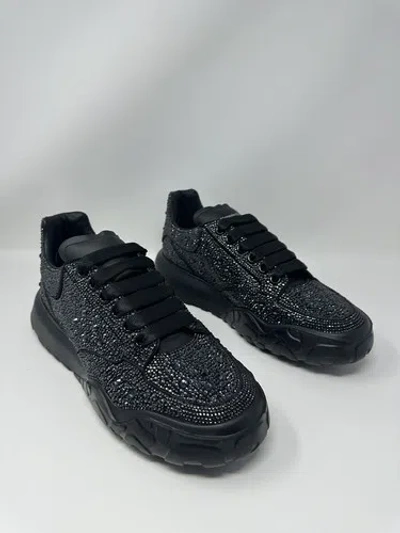 Pre-owned Alexander Mcqueen Men's Court Pull Velour Sneakers 44 $2090 In Black