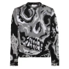 Alexander Mcqueen Abstract Pattern-jacquard Jumper In Blacksilvr