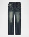 Alexander Mcqueen Wide Leg Faded Jeans In Black