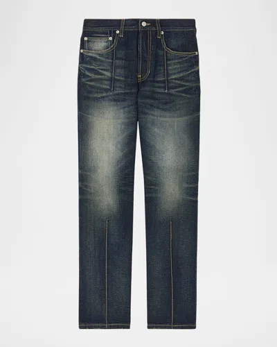 Alexander Mcqueen Men's Cropped Stonewash Denim Jean In Blue