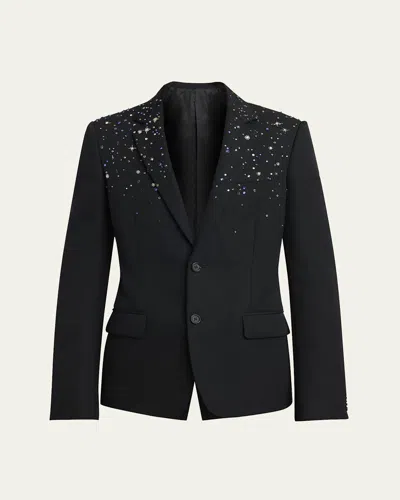 Alexander Mcqueen Men's Crystal Barathea Sport Coat In Black