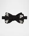 Alexander Mcqueen Men's Crystal-embellished Silk Bow Tie In Black
