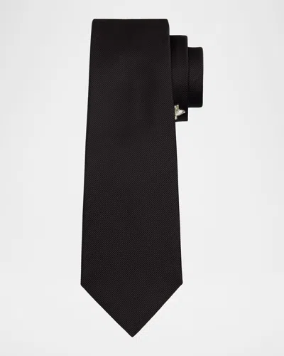 Alexander Mcqueen Men's Crystal-embellished Silk Tie In Black