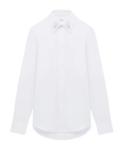 Alexander Mcqueen Men's Crystal Mirror Embroidery Shirt In Optical White