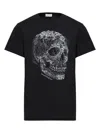Alexander Mcqueen Crystal Skull Crewneck T-shirt In Black