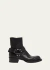 ALEXANDER MCQUEEN MEN'S CUBAN STACK LEATHER ANKLE BOOTS