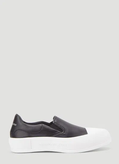 Alexander Mcqueen Men Deck Skate Sneakers In Black