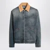 Alexander Mcqueen Men's Denim Jacket With Suede Collar In Blue