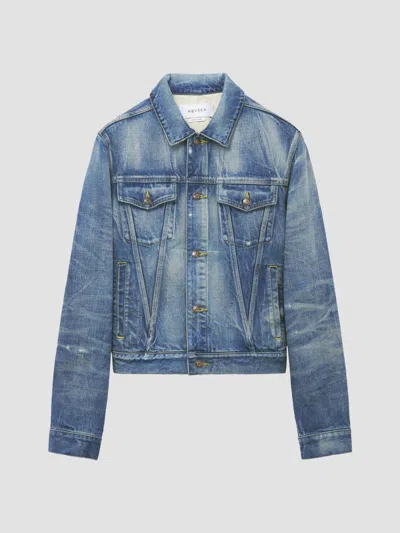 Alexander Mcqueen Faded-effect Denim Jacket In Blue