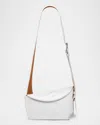 Alexander Mcqueen Leather Crossbody Bag With Adjustable Strap And Textured Finish In White