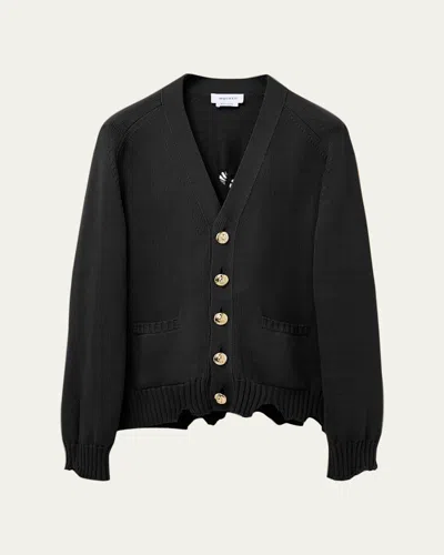 Alexander Mcqueen Men's Distressed Skull Cardigan In Black