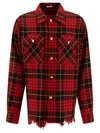 Alexander Mcqueen Distressed Tartan Overshirt Jackets Red In Red
