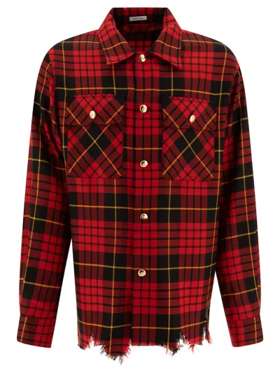 ALEXANDER MCQUEEN MEN'S DISTRESSED TARTAN OVERSHIRT