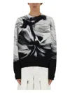 Alexander Mcqueen Blackwhite Printed Stretch Sweater In Multicolour