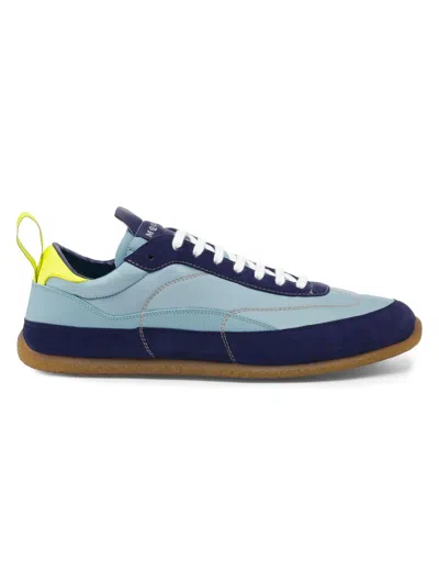 Alexander Mcqueen Ec1 Panelled Suede-trim Sneakers In Blue