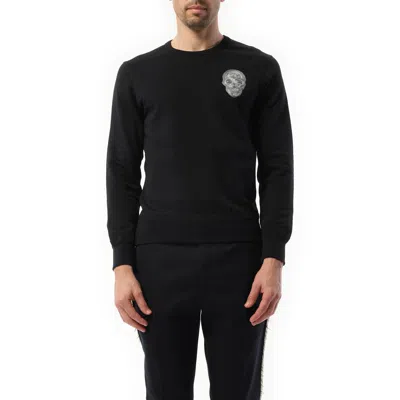 Alexander Mcqueen Men's Embroidered Chain Skull Sweatshirt In Black