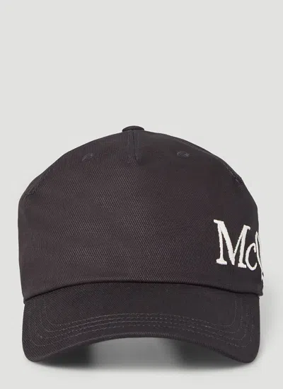 Alexander Mcqueen Men Embroidered-logo Baseball Cap In Black