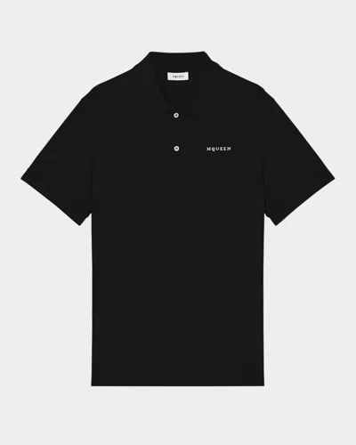 ALEXANDER MCQUEEN MEN'S EMBROIDERED LOGO PIQUE POLO SHIRT
