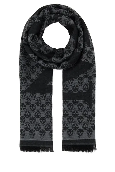 ALEXANDER MCQUEEN ALEXANDER MCQUEEN MEN EMBROIDERED WOOL FOULARD