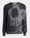 Alexander Mcqueen Skull Intarsia Wool Melange Crewneck Sweater In Smoke Grey
