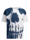Alexander Mcqueen Skull Print Crewneck T-shirt In Blue