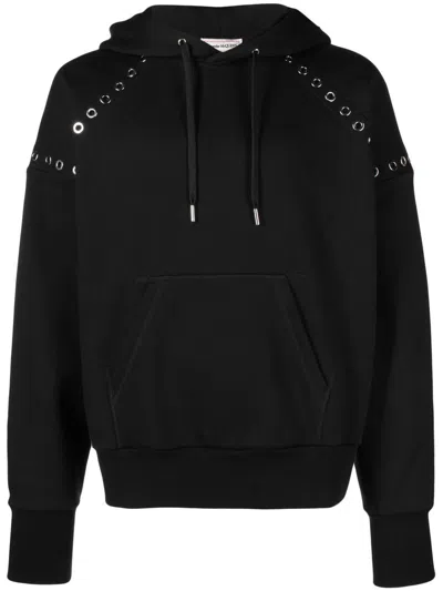ALEXANDER MCQUEEN MEN'S EYELET HOODIE HEAVY ORG