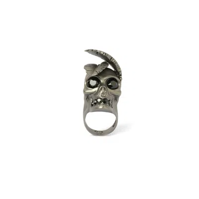 Alexander Mcqueen Men's Feather Skull Ring In 1076