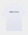 Alexander Mcqueen Men White Crewneck T-shirt With Logo Lettering On The Front In Cotton Man In White