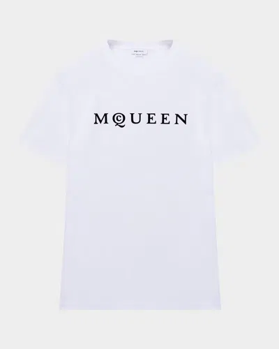 ALEXANDER MCQUEEN MEN'S FLOCKED LOGO T-SHIRT