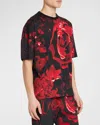 ALEXANDER MCQUEEN MEN'S FLORAL WAX SEAL PRINT T-SHIRT