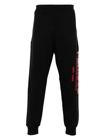 Alexander Mcqueen Graffiti Print Joggers In Blacklred