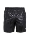 Alexander Mcqueen Solid Color Swim Shorts With Graffiti Print In Black
