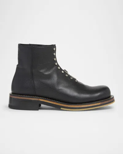 ALEXANDER MCQUEEN MEN'S GRAINED LEATHER ZIP-UP BOOTS