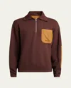 Alexander Mcqueen Mcqueen Mixed Media Half Zip Track Top In Dk.brown