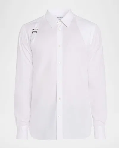 Alexander Mcqueen Men's Harness Sport Shirt With Strap In White