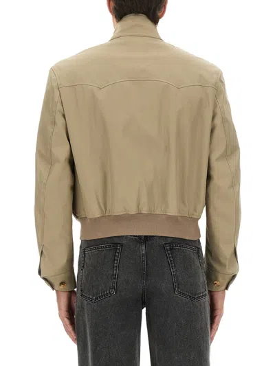 Alexander Mcqueen Harrington Cropped Jacket In Neutral