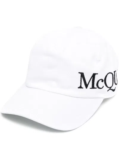 Alexander Mcqueen Men's Hat Oversize Mcqueen In Ivory,black