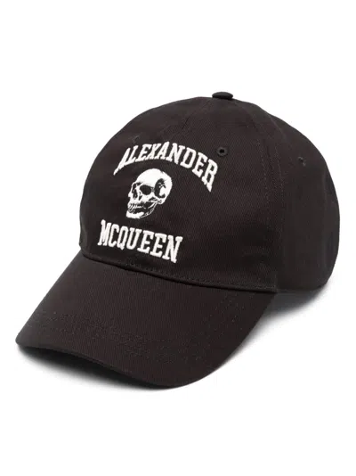 Alexander Mcqueen Men Hat With Logo In Brown