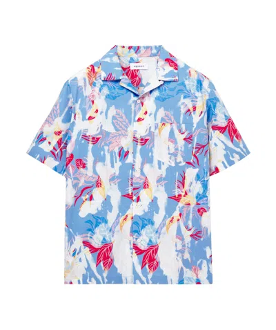 Alexander Mcqueen Men's Hawaiian Floral Shirt In Pale Blue In Light Blue