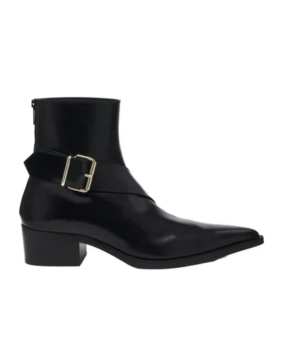 Alexander Mcqueen Men's Heron Buckle Boot In Black