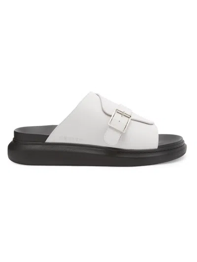 Alexander Mcqueen Buckle-fastening Leather Sandals In Gray