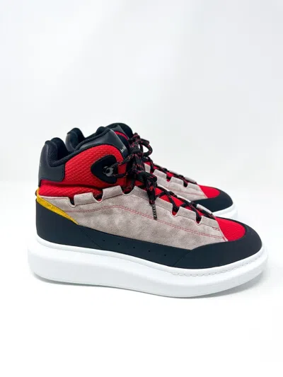 Pre-owned Alexander Mcqueen Men's Hybrid Larry High Top Sneaker Black/red 8 Us / 41 Eu
