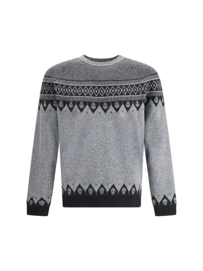 ALEXANDER MCQUEEN ALEXANDER MCQUEEN MEN JACQUARD PATTERN WITH SKULLS SWEATER